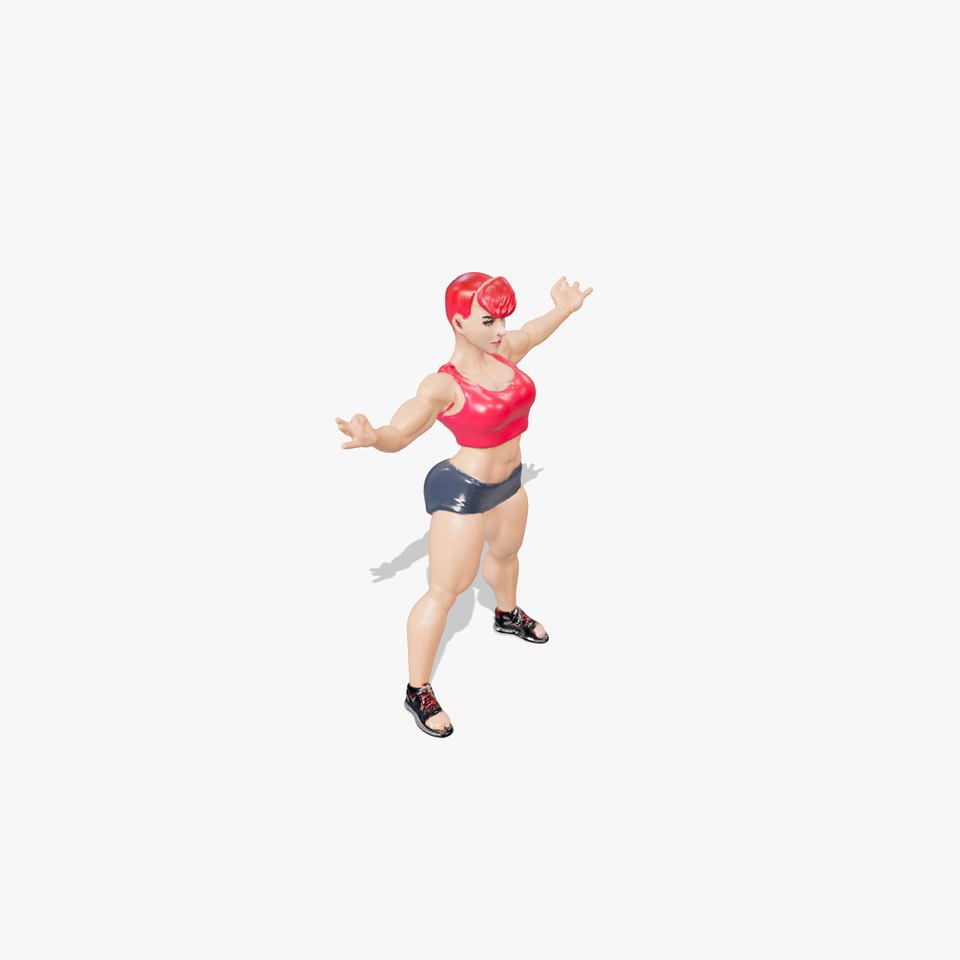 Athletic Heroine in Red Outfit Rigged and Animated D Model viewer poster