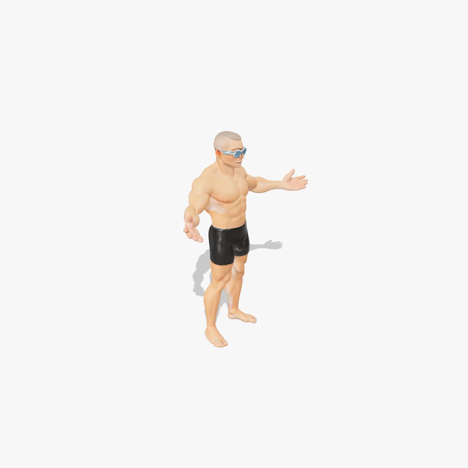 Athletic Swimmer Character Model Rigged and Animated viewer poster