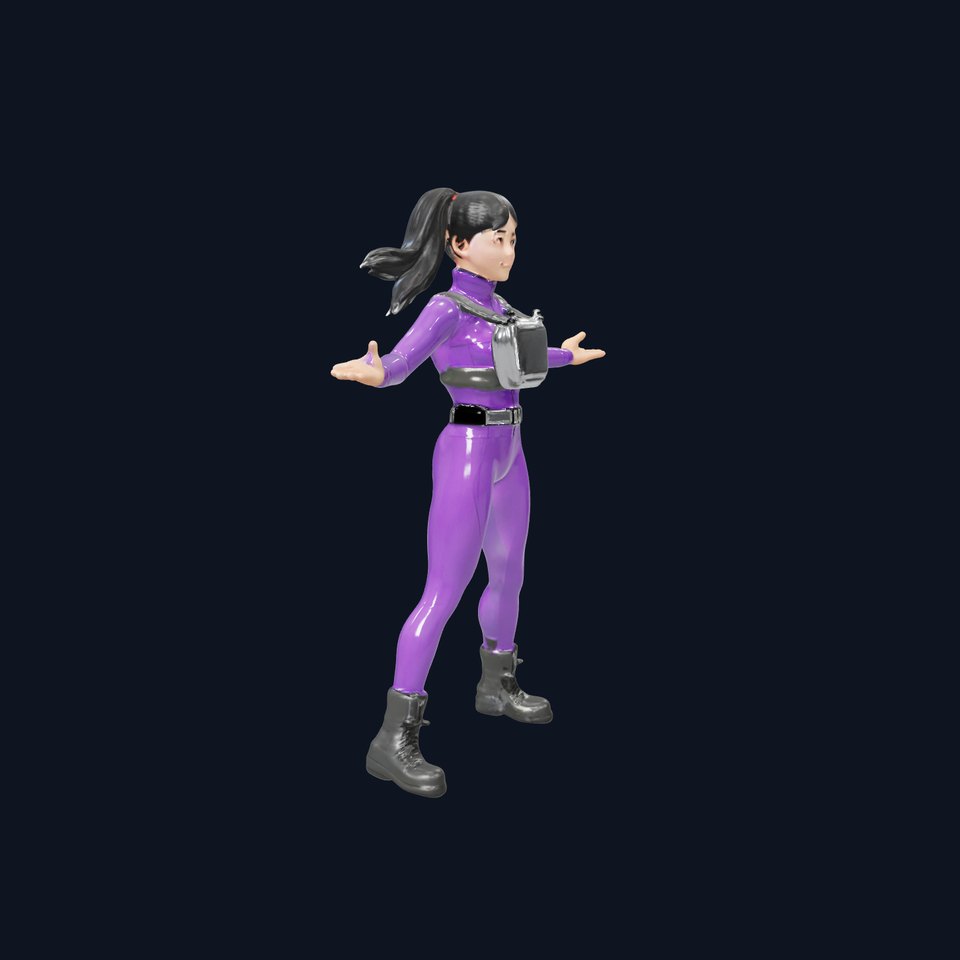 Female Character with Purple Bodysuit Rigged and Animated viewer poster