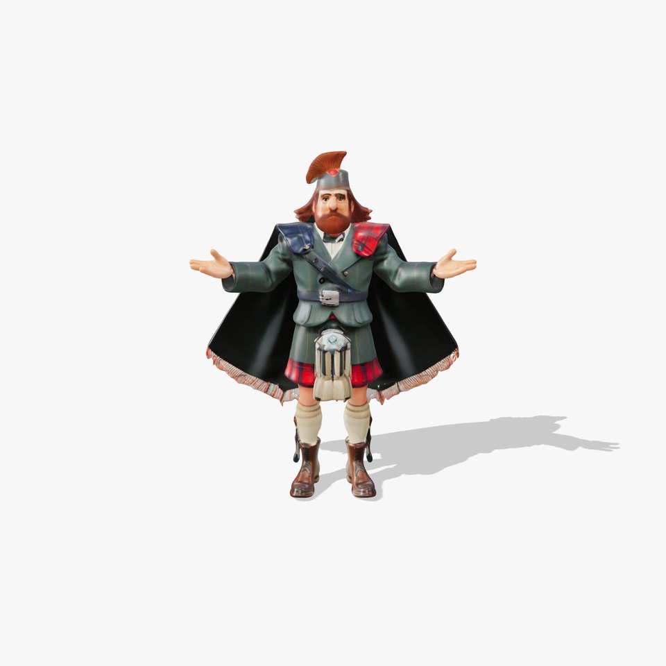Highlander Character Model in Traditional Attire  Rigged and Animated viewer poster