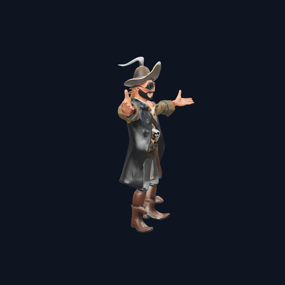 Pirate Captain Rigged and Animated D Character Model viewer poster