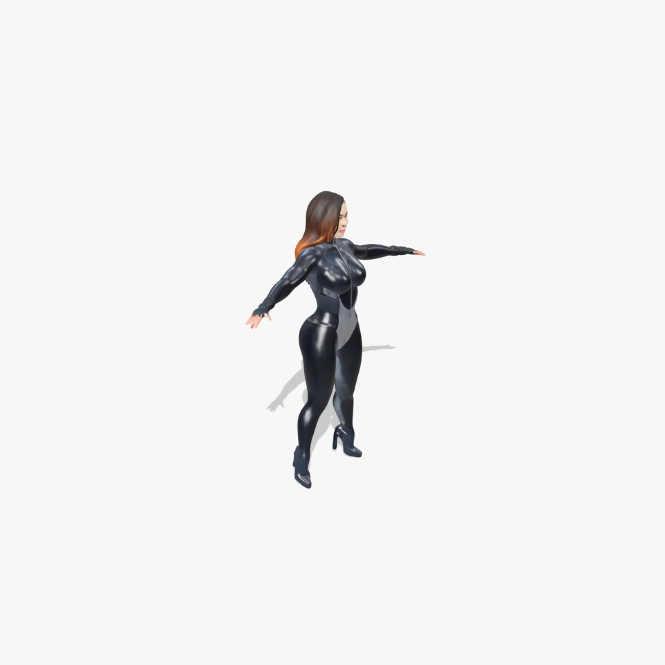 Futuristic Spy Rigged and Animated Character Model in Black Suit viewer poster