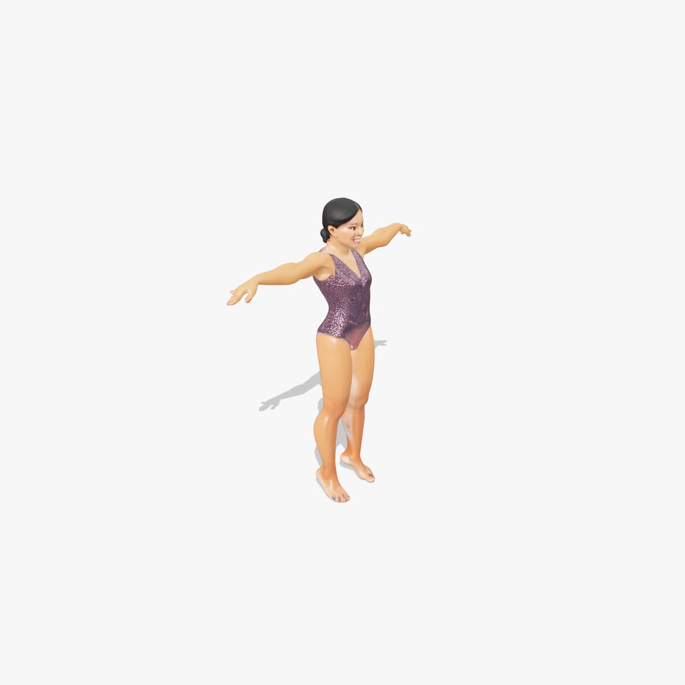 Athletic Swimmer Female Rigged and Animated D Character Model viewer poster