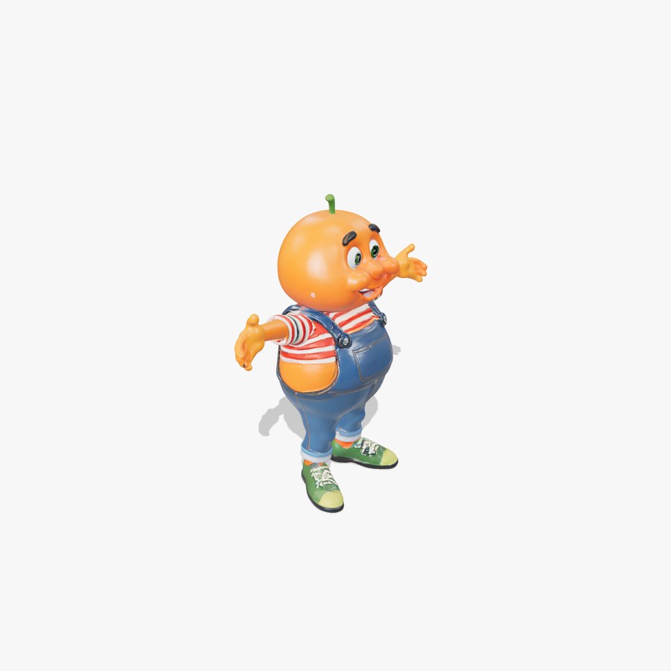 Orangey Character Rigged and Animated in Overalls viewer poster
