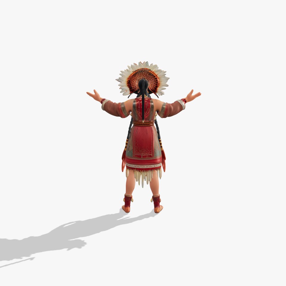Sun Warrior Rigged and Animated Character Model with Tribal Attire viewer poster