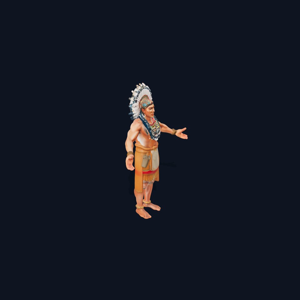 Indigenous Warrior Rigged and Animated Character Model viewer poster