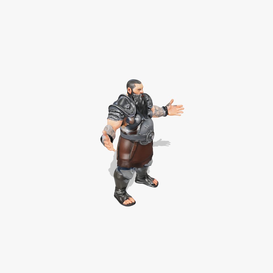 Bearded Warrior Rigged and Animated Character Model viewer poster
