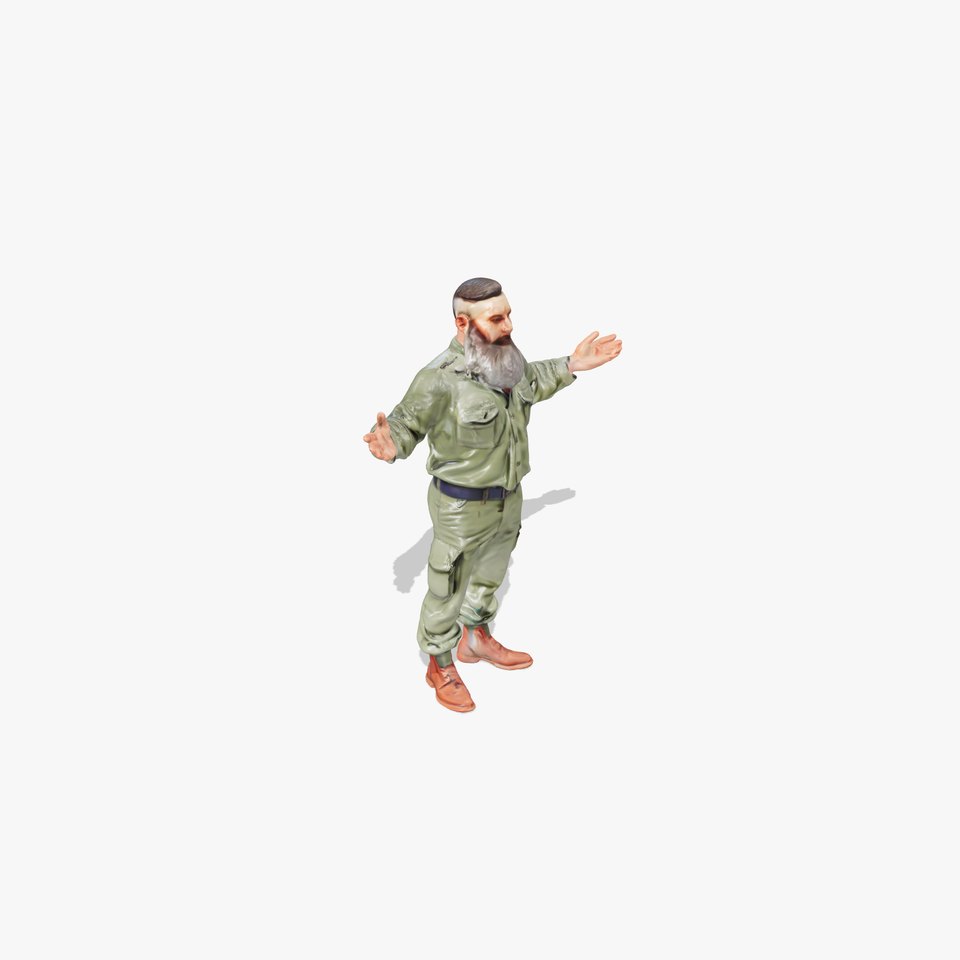 Bearded Military Commander Rigged and Animated D Model viewer poster