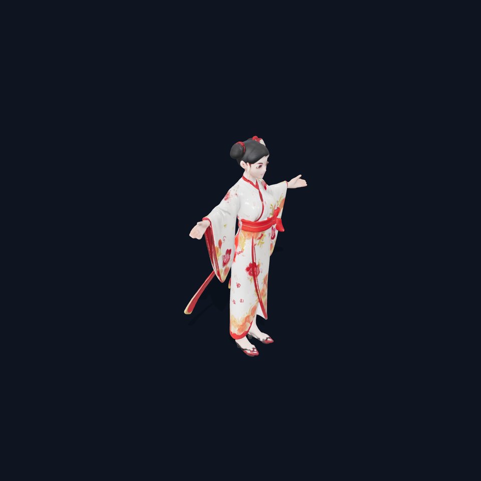 Elegant Geisha D Character Model Rigged and Animated viewer poster