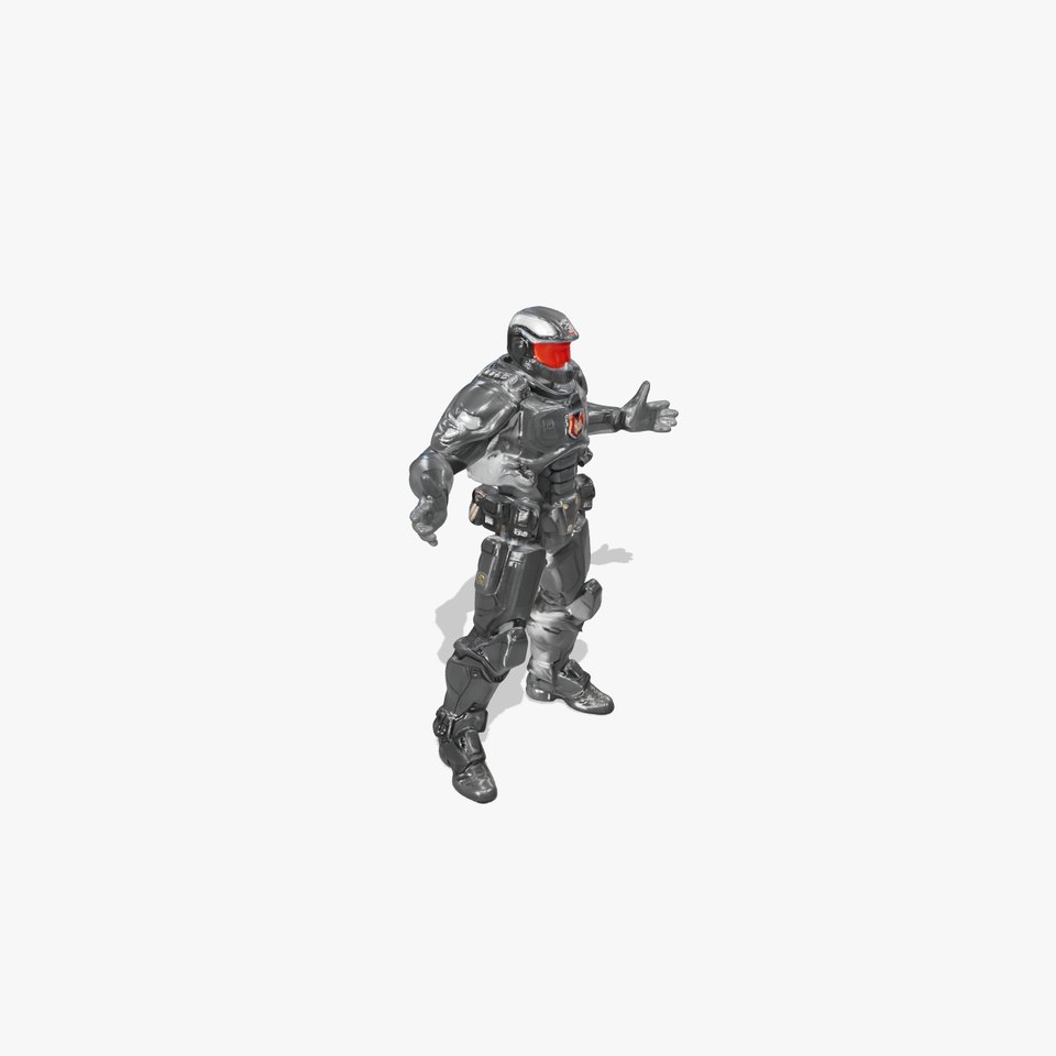 Futuristic Armored Soldier Rigged and Animated D Model viewer poster