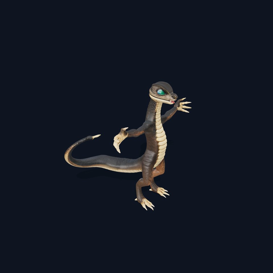 Rigged and Animated Lizard Warrior D Character Model viewer poster