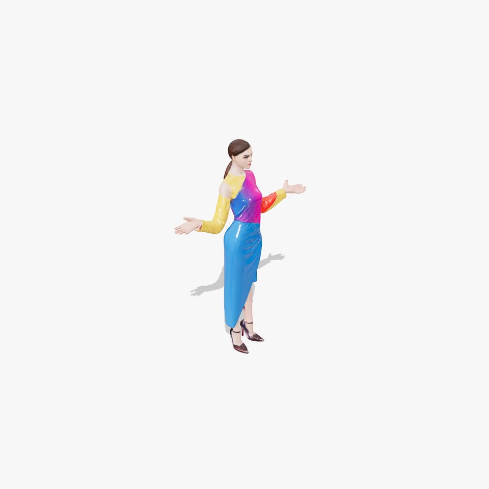 Vibrant Dress Female Character Model  Rigged and Animated viewer poster