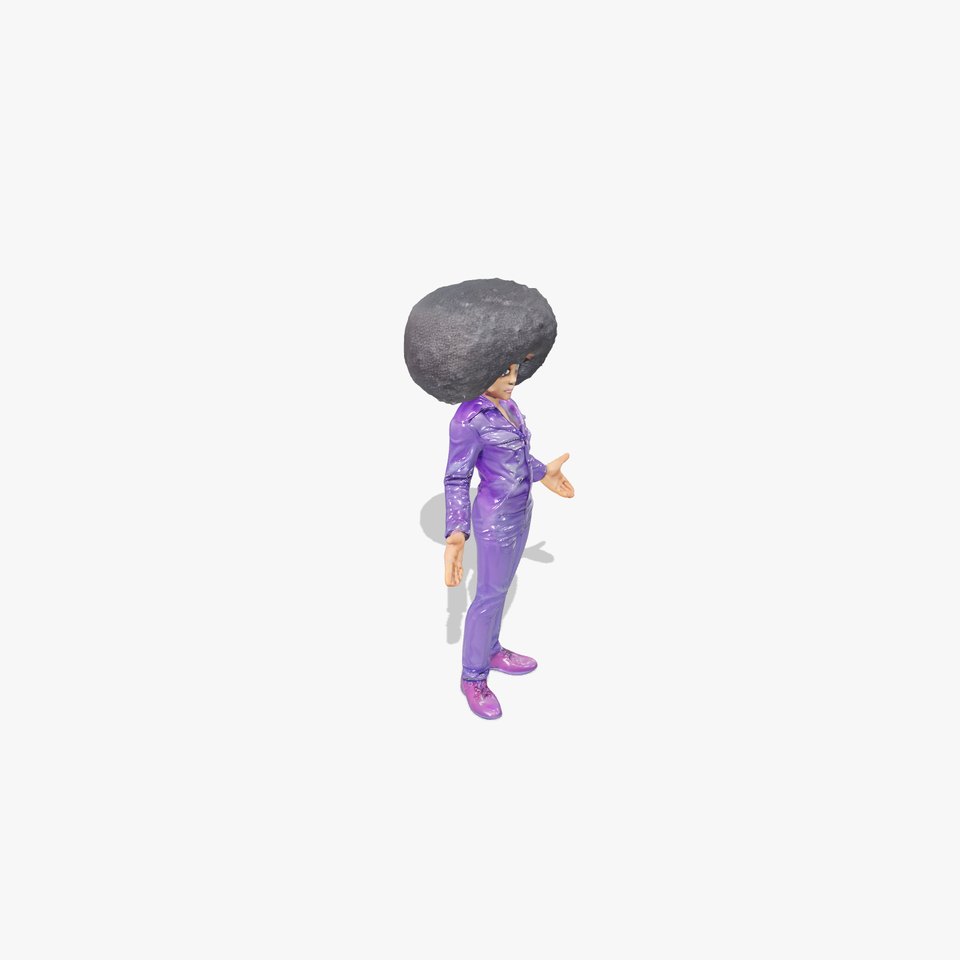 Stylish Afro Hair Character in Purple Suit Rigged and Animated viewer poster