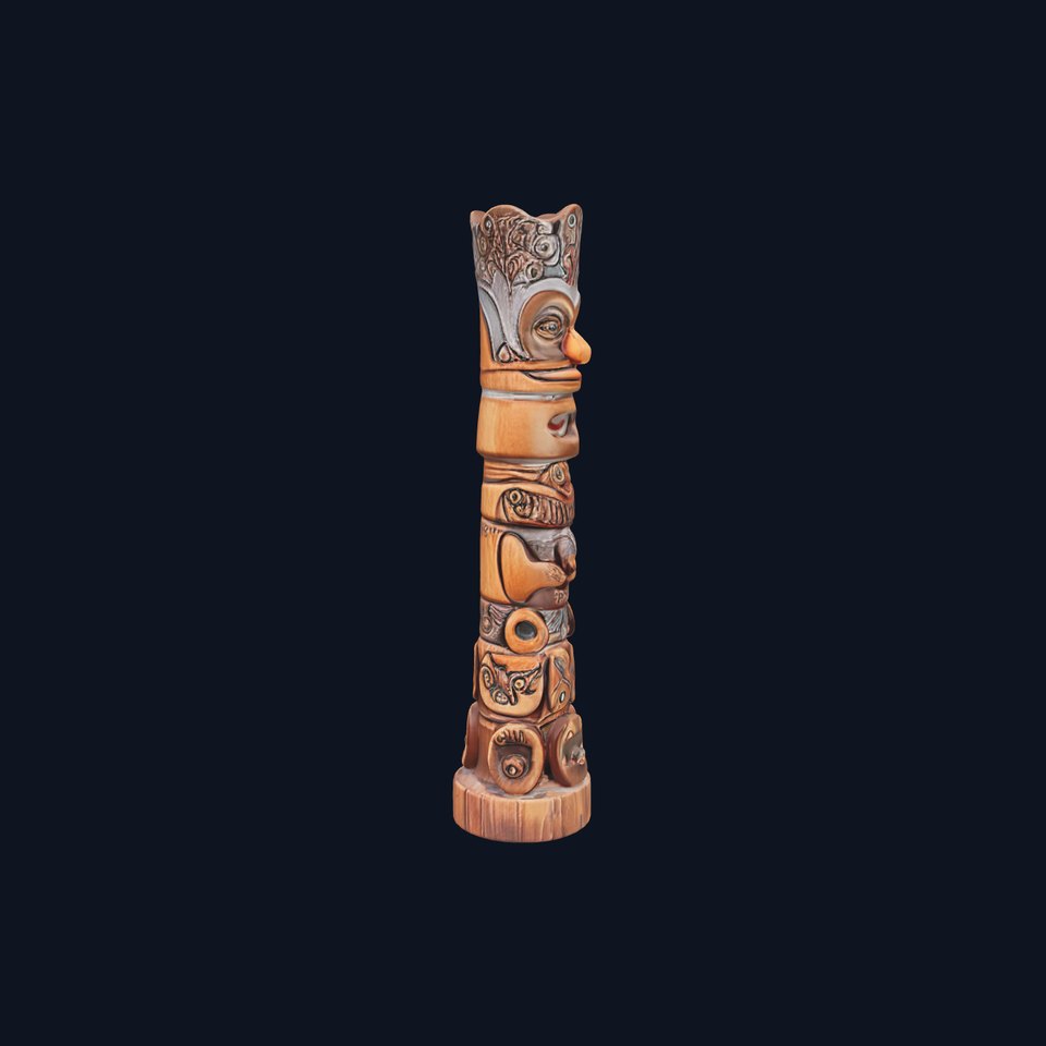 Wooden Totem Statue D Model Pack with Intricate Carvings viewer poster