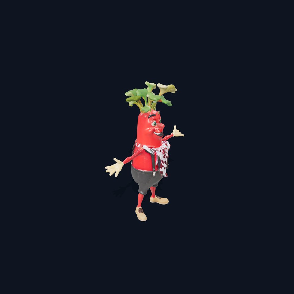 Cheerful Radish Character Model Rigged and Animated viewer poster