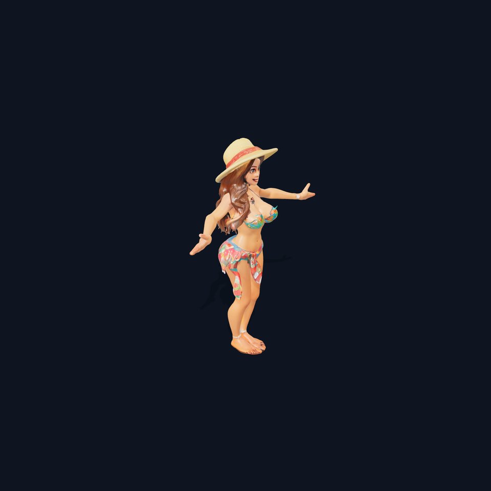 Beach Vibe Character Rigged and Animated D Model viewer poster