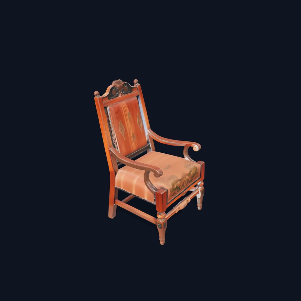 Ornate Wooden Armchair Model Pack with Decorative Carvings viewer poster