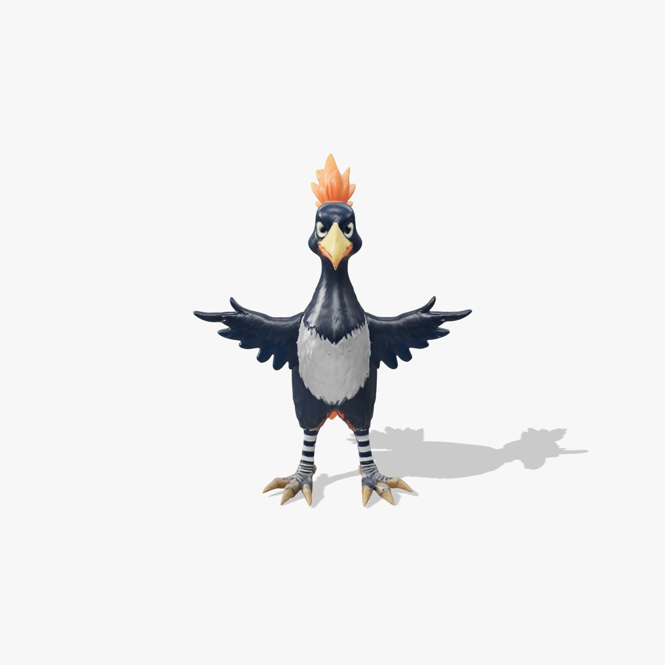 Vibrant Crested Bird Character Rigged and Animated Model viewer poster