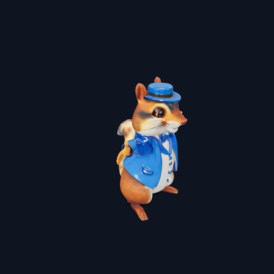 Charming Squirrel in Blue Tuxedo Rigged and Animated Character Model viewer poster