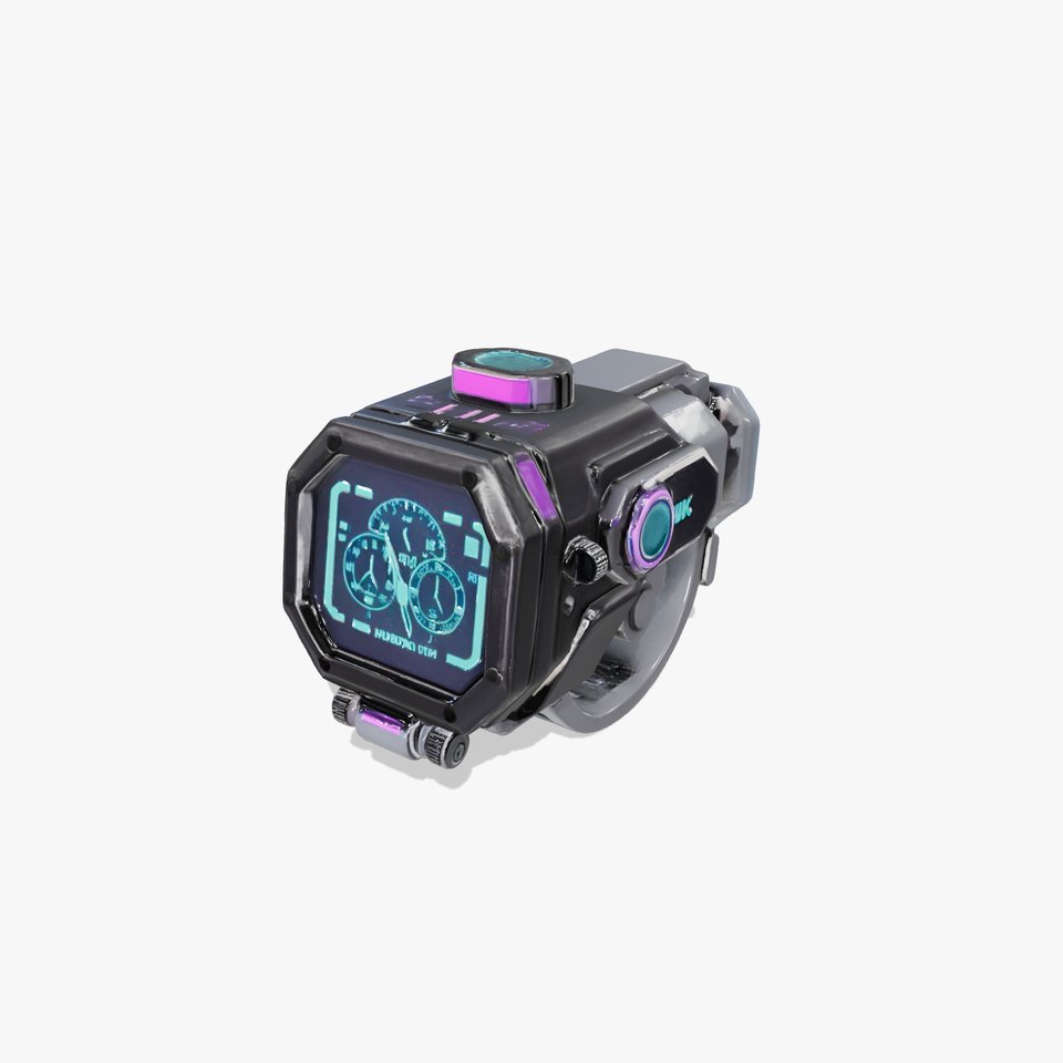 Futuristic Holographic Wristwatch Model Pack viewer poster
