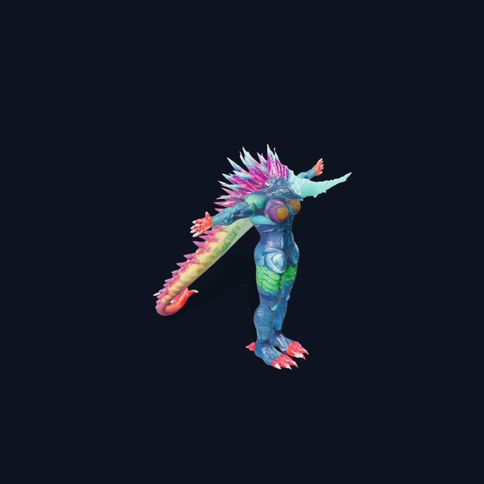 Colorful Reptilian Creature Model Pack viewer poster