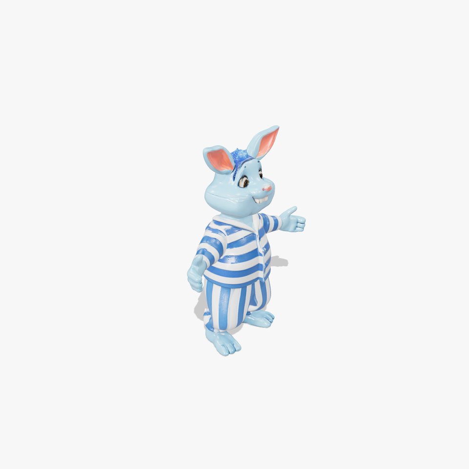 Blue Bunny Rigged and Animated Character Model in Pajamas viewer poster