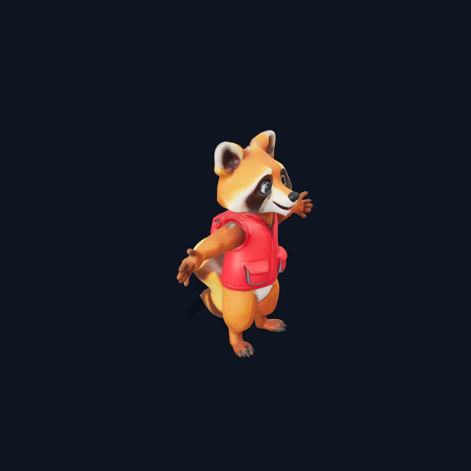 Cartoon Raccoon Character Rigged and Animated with Vest viewer poster