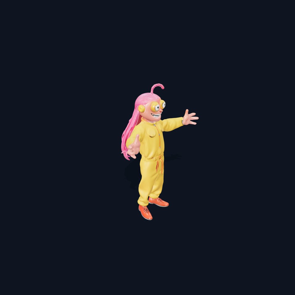 Smiling PinkHaired Character in Yellow Jumpsuit  Rigged and Animated viewer poster