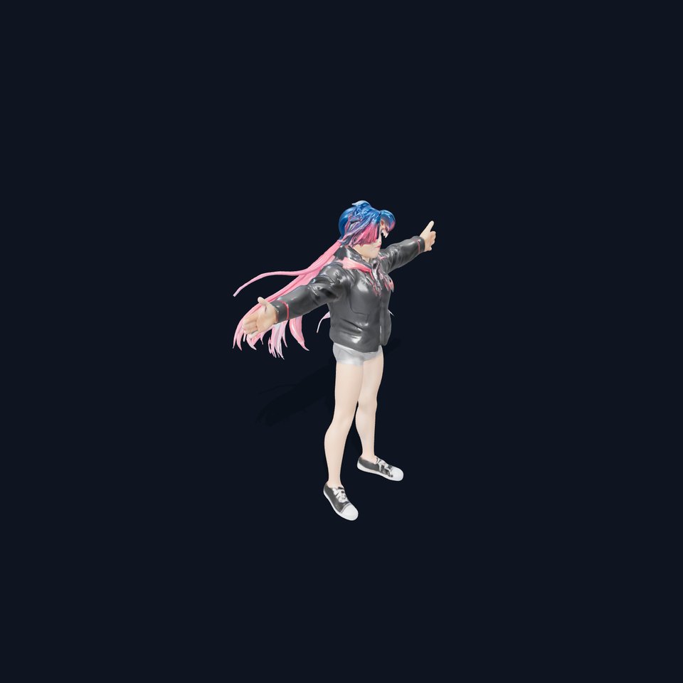 Anime Character with Colorful Hair Model Pack viewer poster