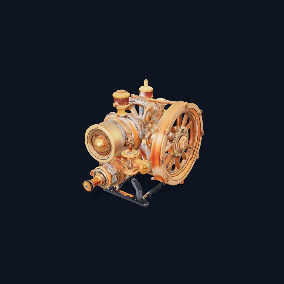 Steampunk Engine Model Pack with Realistic Brass Finish