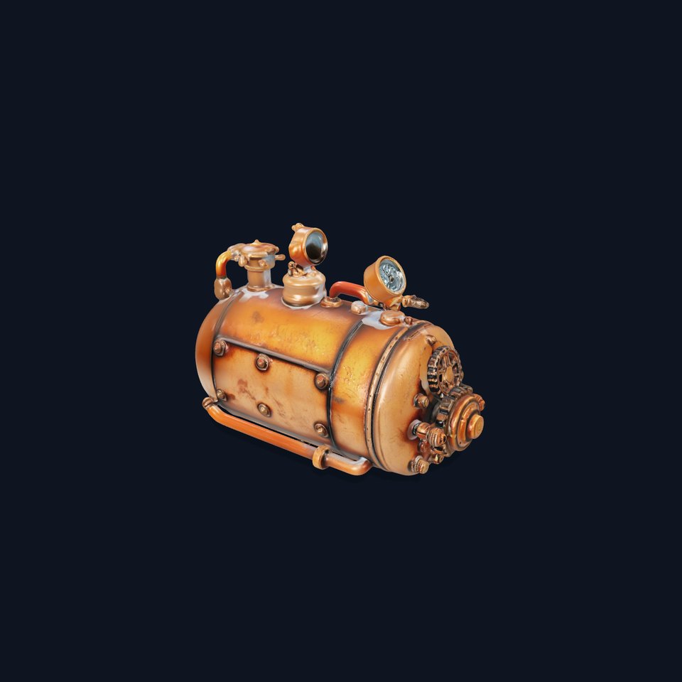 Steampunk Boiler Model Pack with Detailed Brass Finish viewer poster