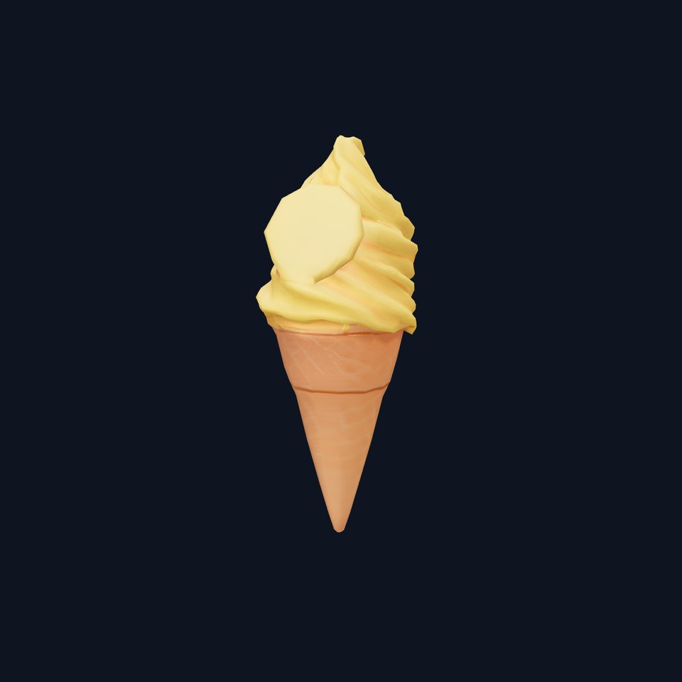 Mango Ice Cream Cone Model Pack with Swirl Design viewer poster