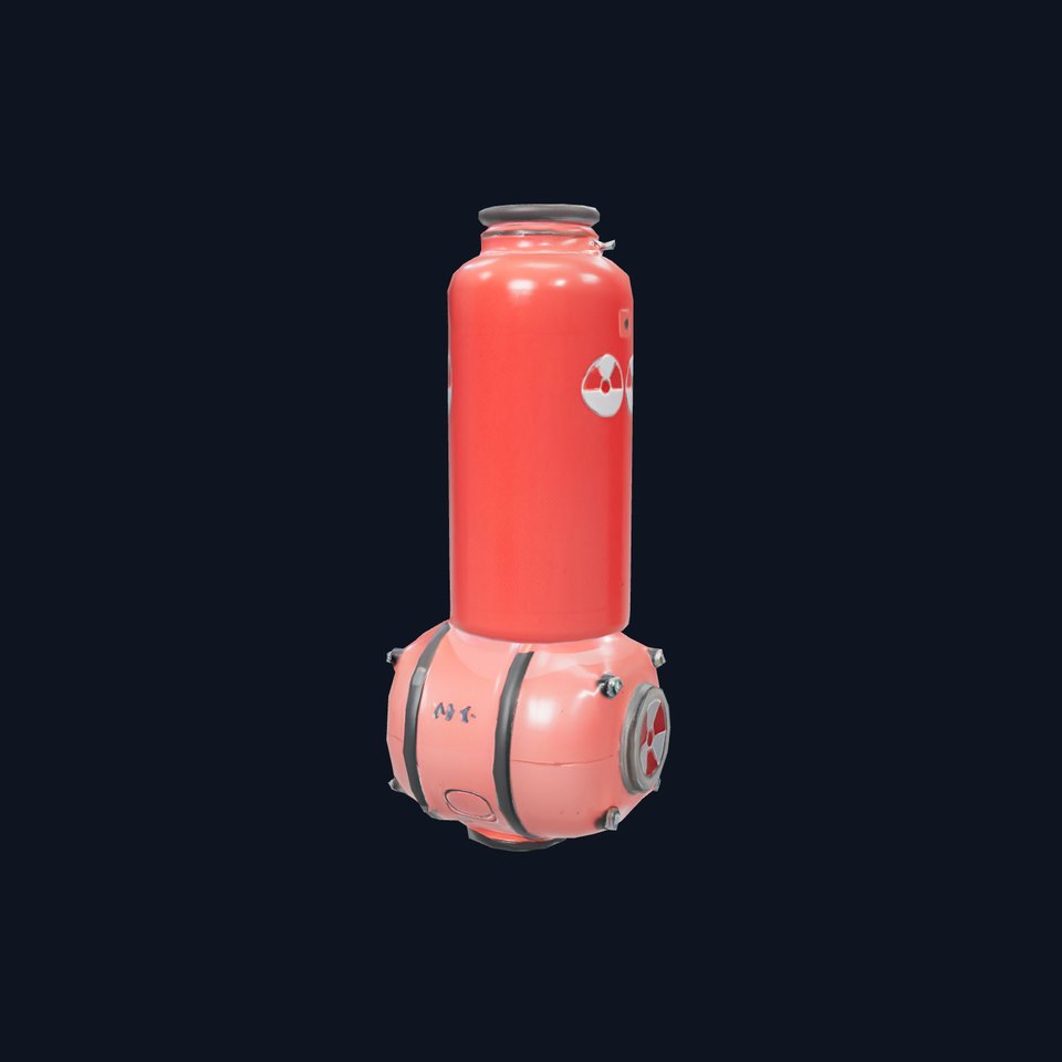 Futuristic Red Canister Model Pack with Radiation Symbols viewer poster