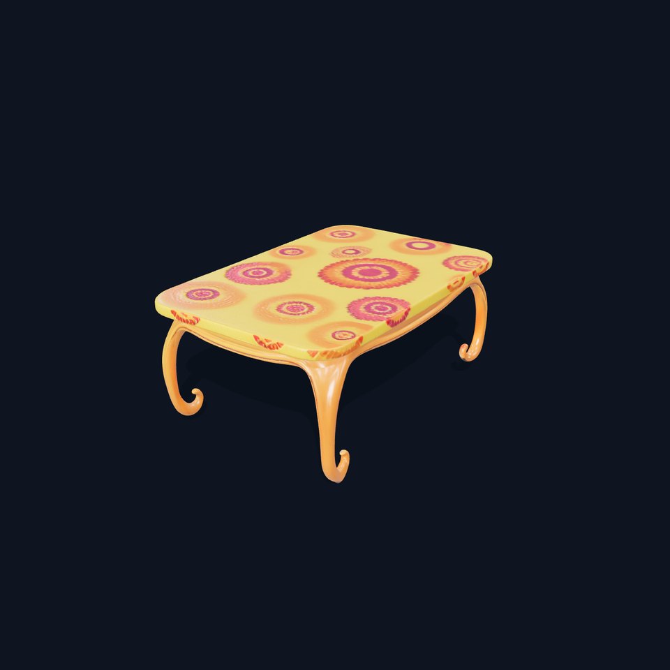 Colorful Retro Coffee Table Model Pack with Decorative Surface viewer poster