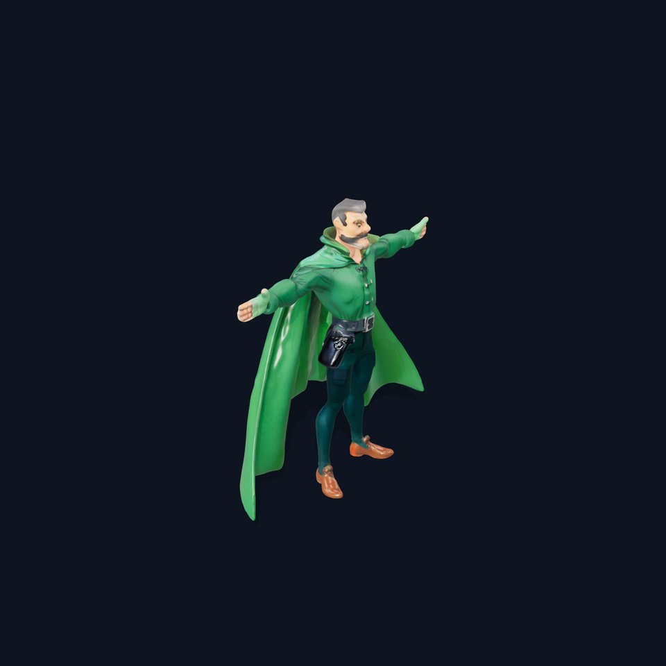 Heroic Green Cloak Character model pack viewer poster