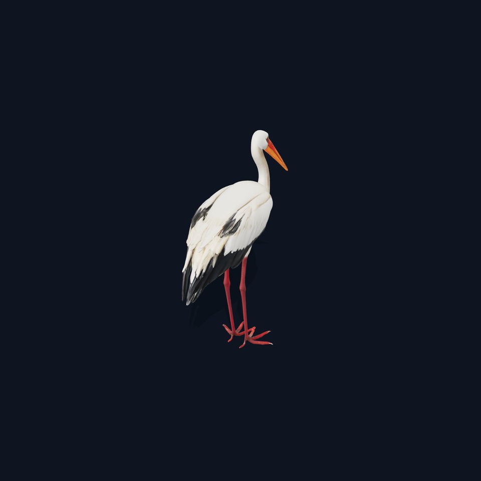Elegant White Stork model pack viewer poster