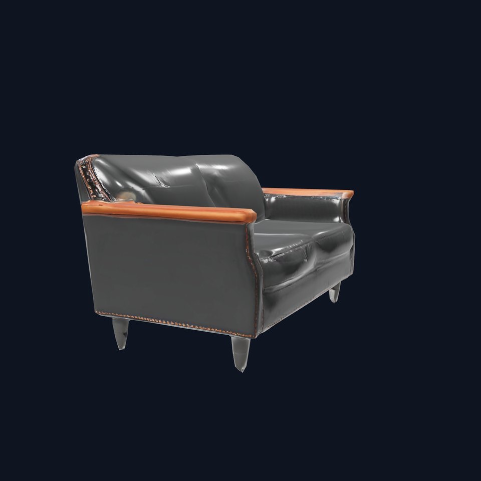 Elegant Black Leather Sofa model pack viewer poster