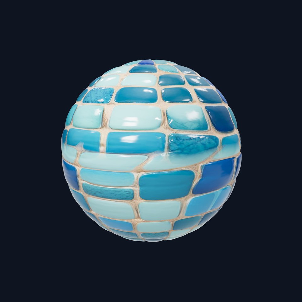 Ceramic Mosaic Tiles Turquoise HQ PBR Textures Set viewer poster