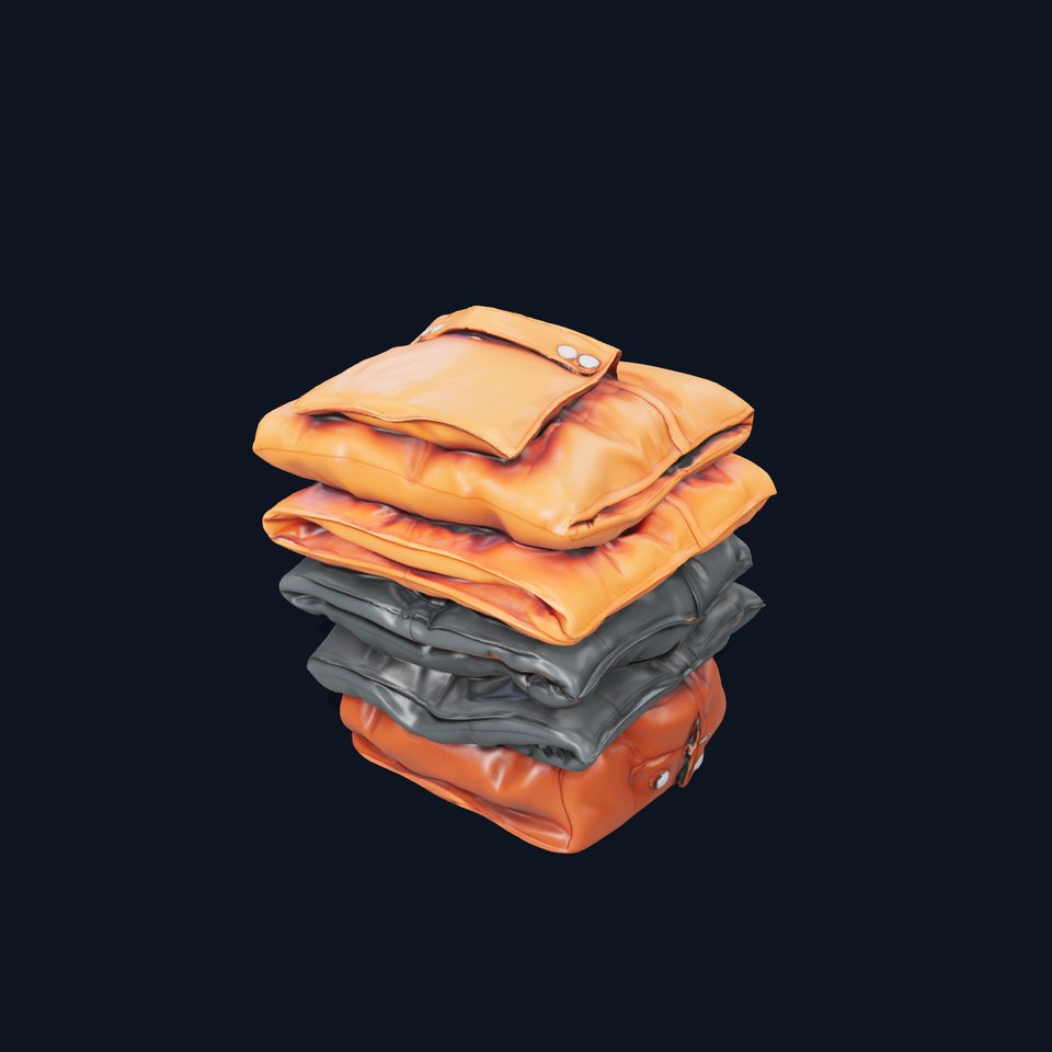Stacked Leather Cushions model pack viewer poster