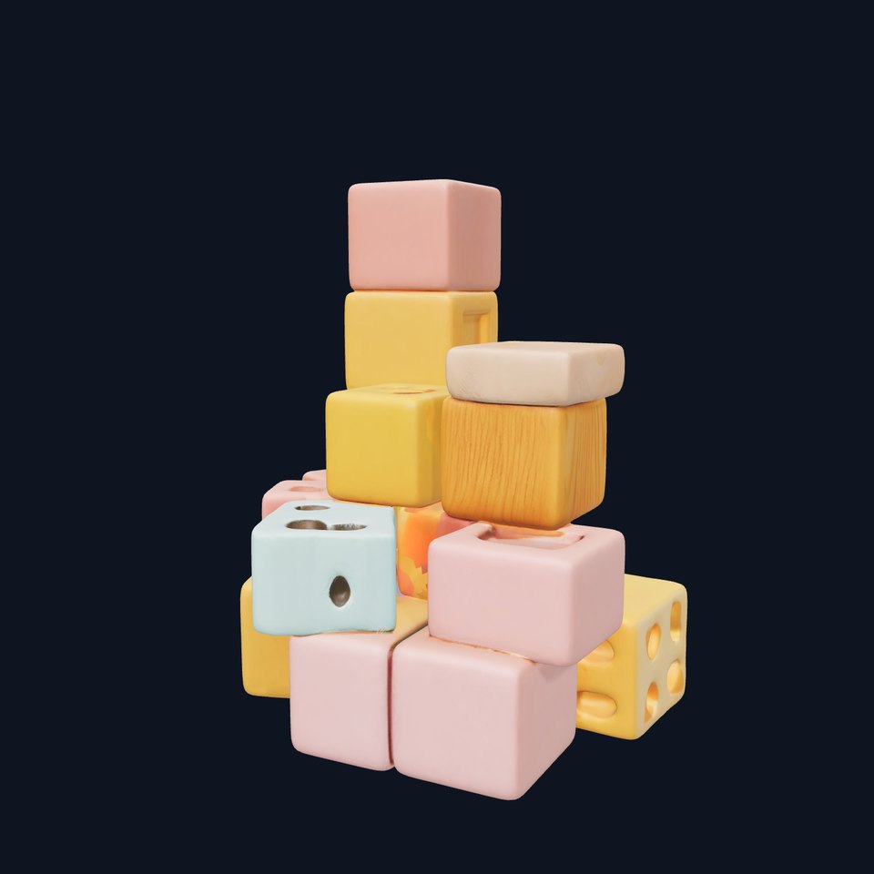 Pastel Wooden Blocks model pack viewer poster