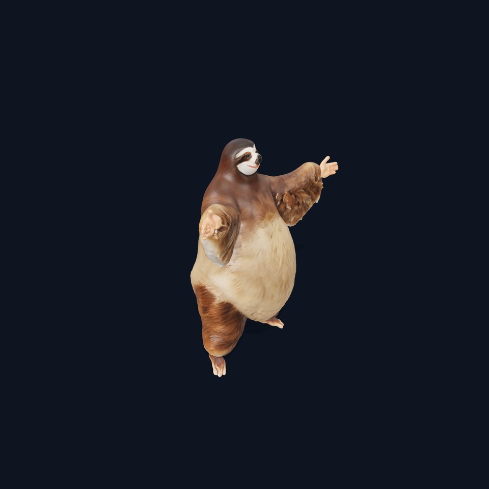 Fluffy Sloth Character model pack viewer poster