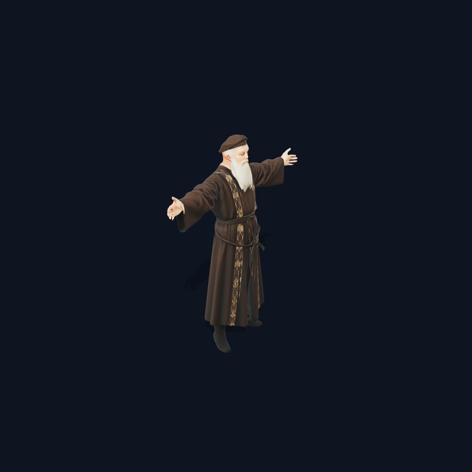 Wise Elder Brown Robe model pack viewer poster
