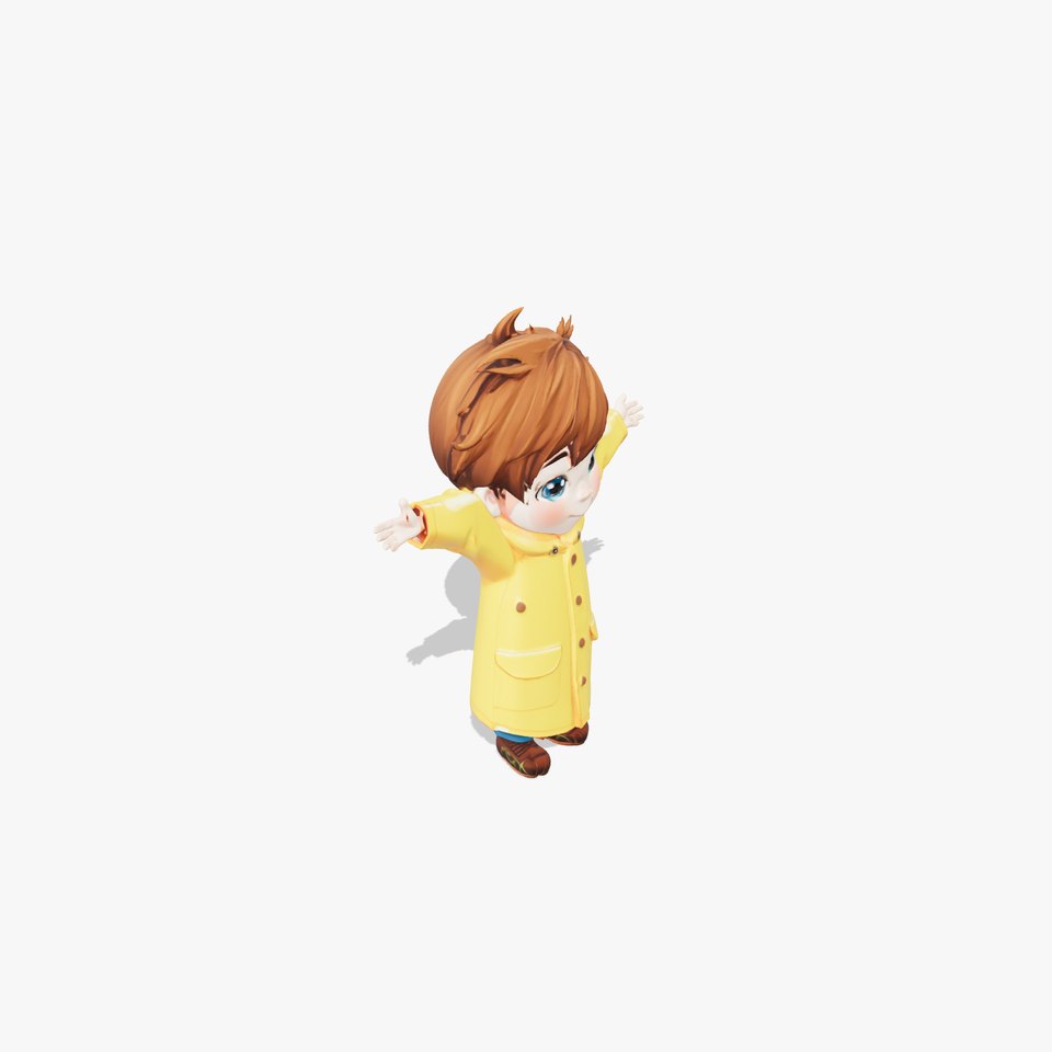 Cheerful Yellow Raincoat Kid model pack viewer poster